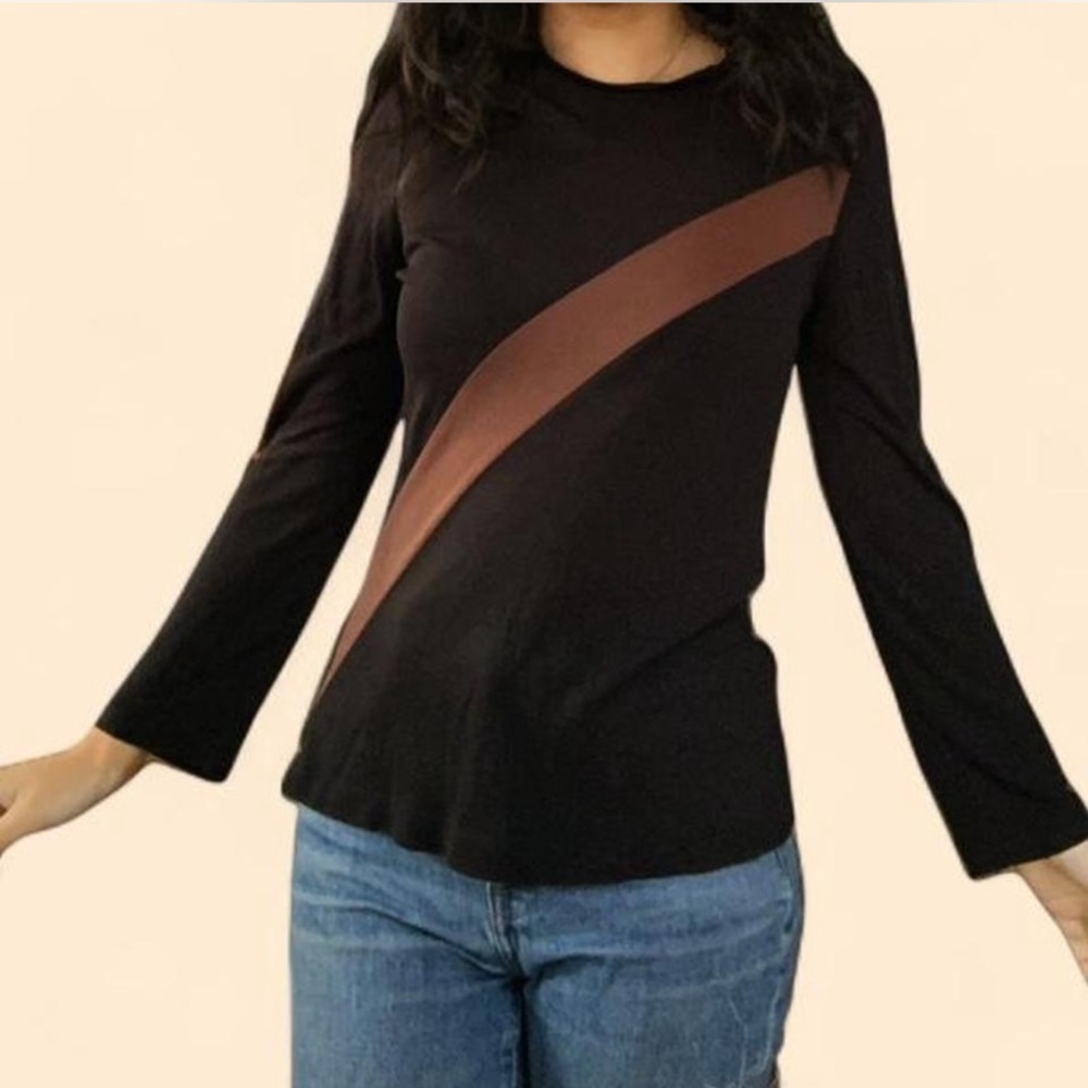 Parallel Brown Stripe Long Sleeve Size M